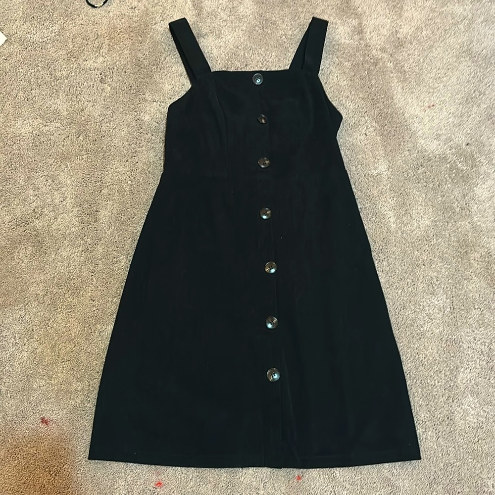 Black corduroy button up dress
